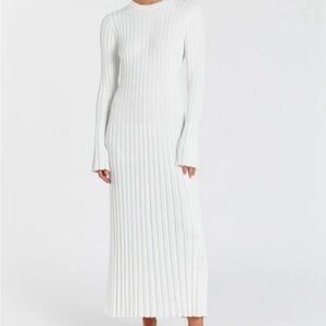 DISSH ADA White Ribbed Maxi Dress, S